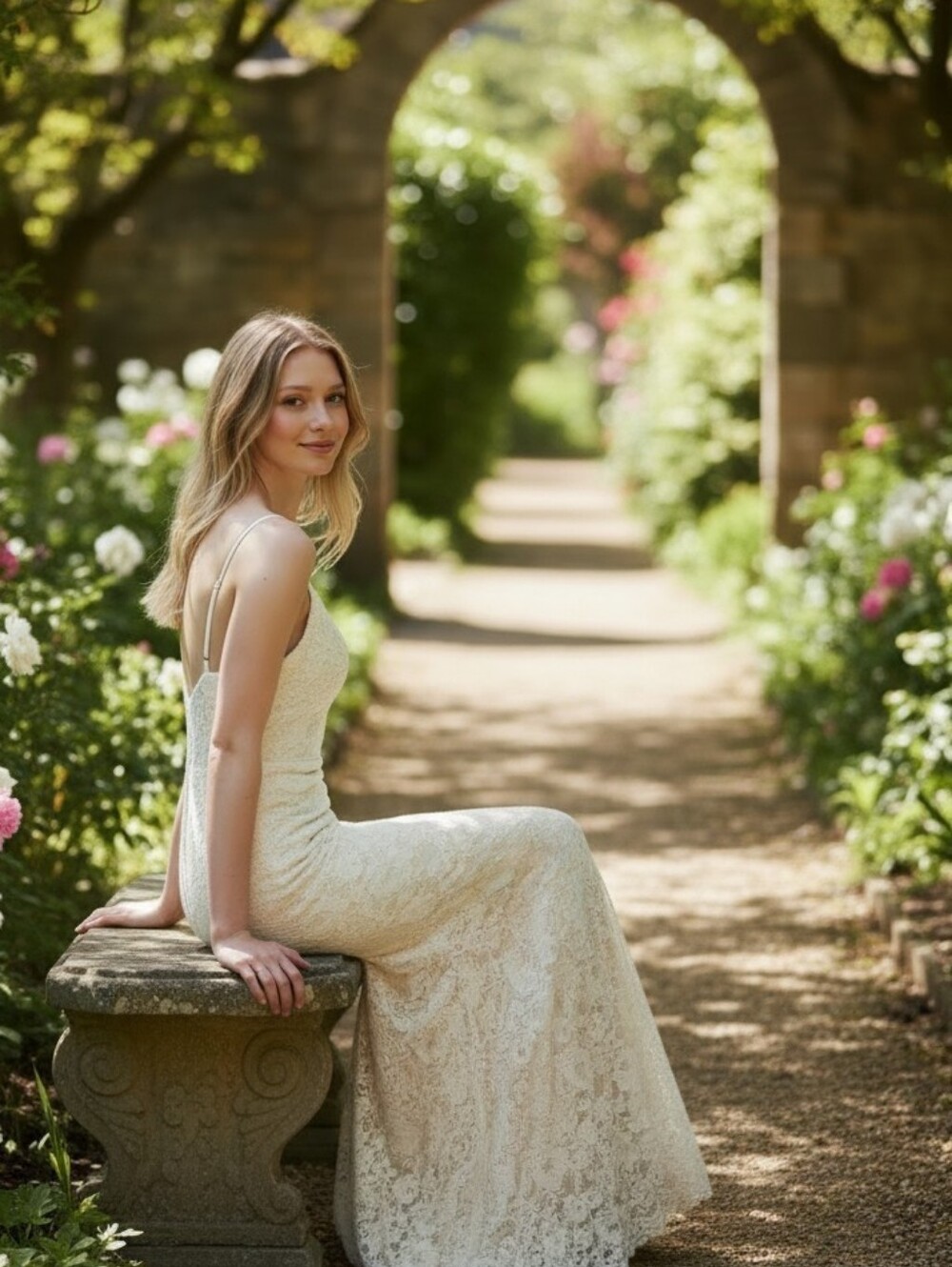 JJs House Ivory Lace Spaghetti-Strap Wedding Dress